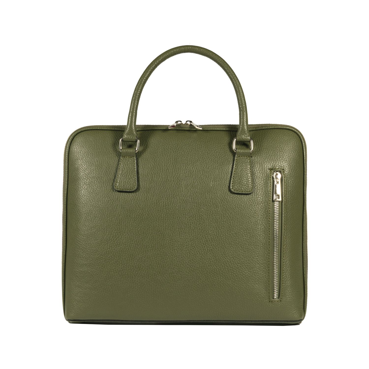 Italian Leather Unisex Briefcase — Green