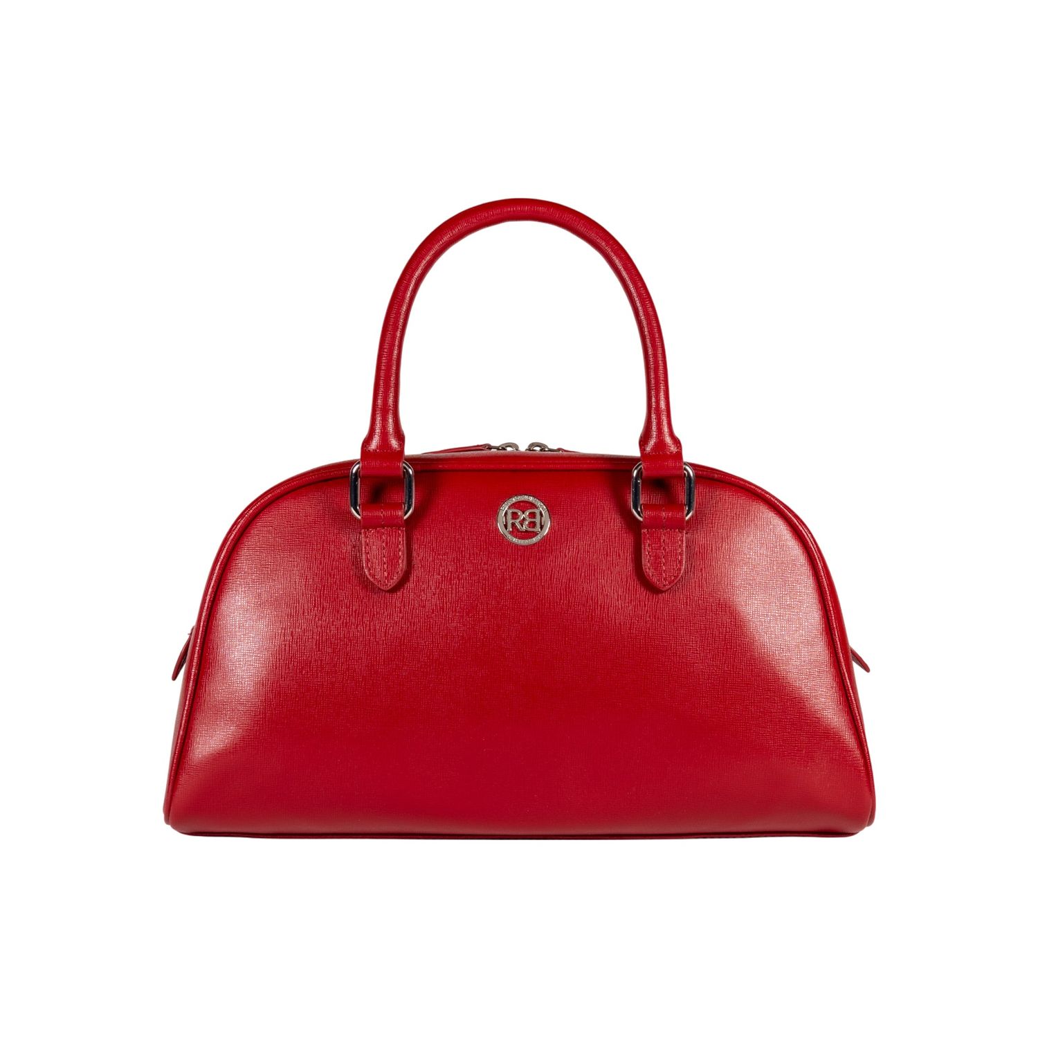 VIRGINIA Saffiano Leather Bowling Bag — Red