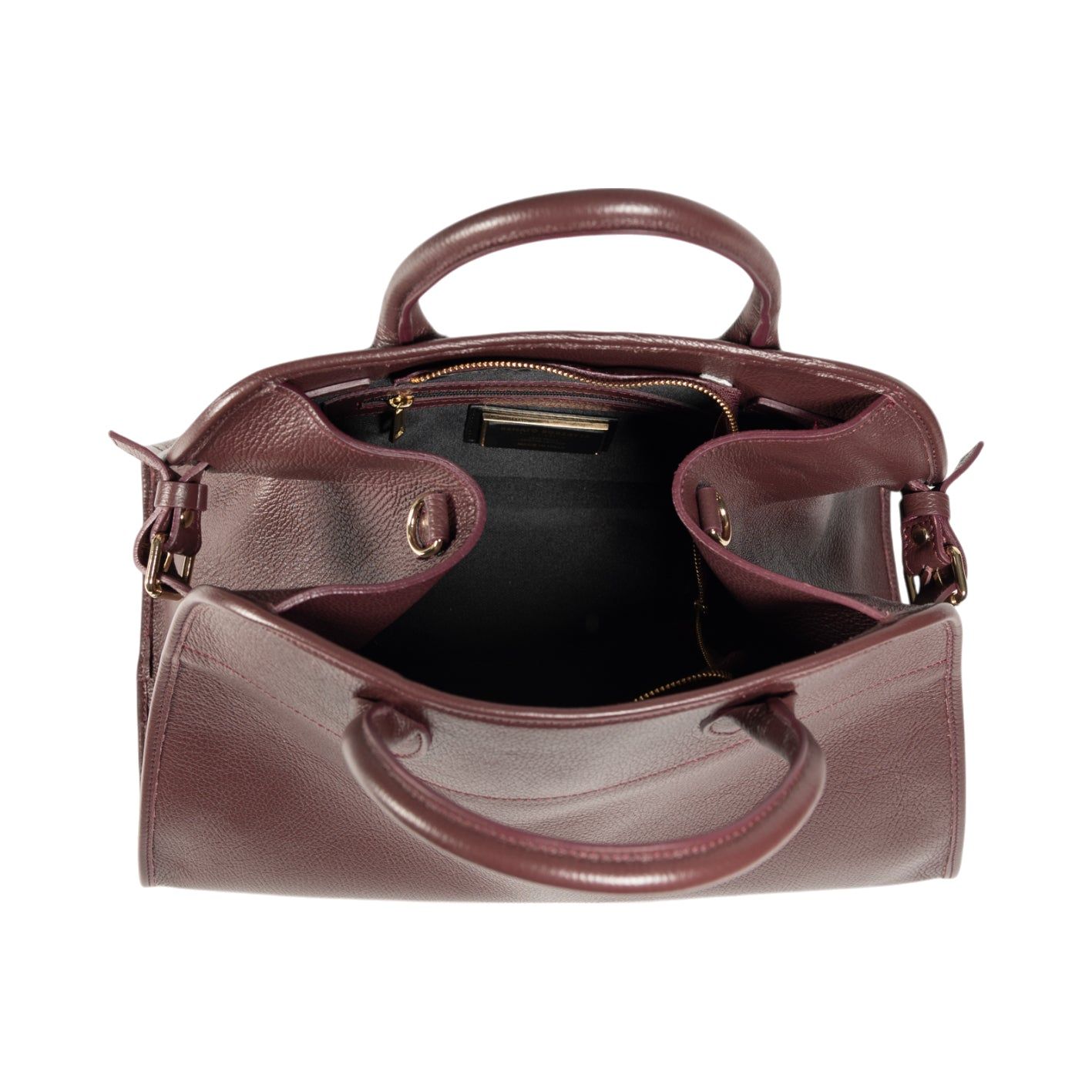 FRIDA Large Italian Leather Handbag — Bordeaux