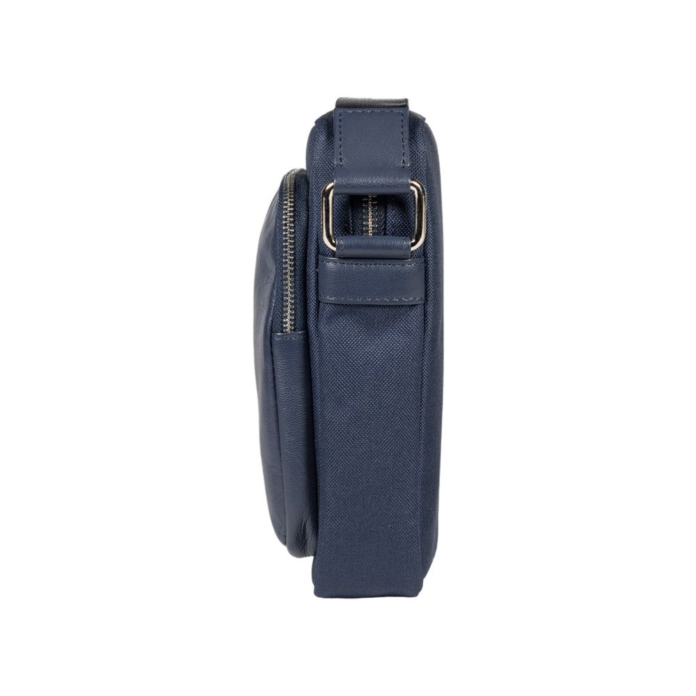 Italian Leather & Nylon Shoulder Bag — Blue
