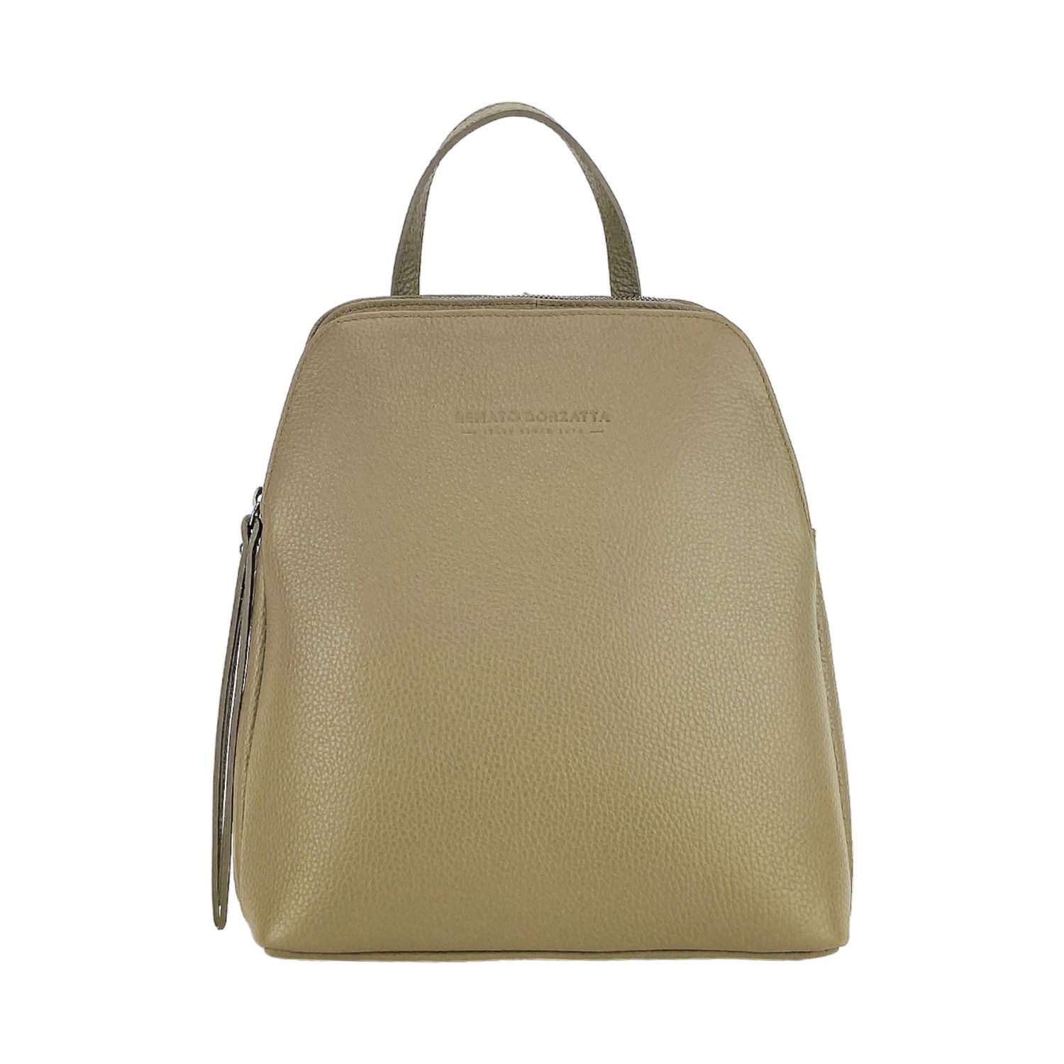Women's Italian Leather Backpack, Double Compartment — Taupe