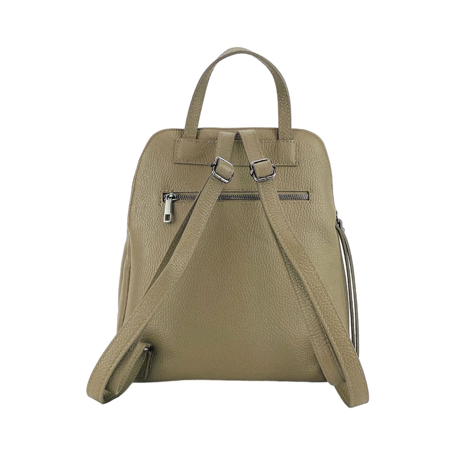 Women's Italian Leather Backpack, Double Compartment — Taupe