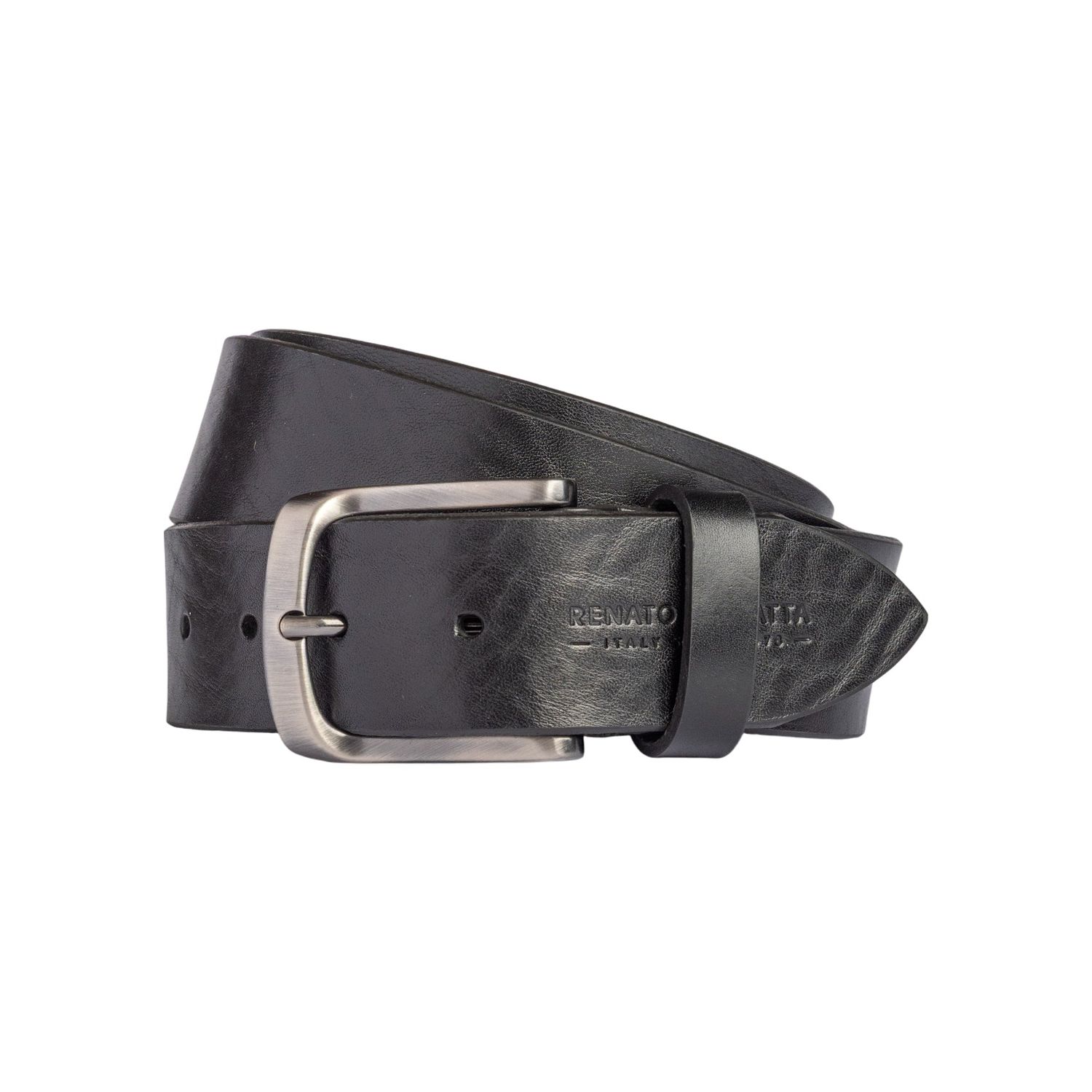 Men's Wide Italian Leather Belt — Black