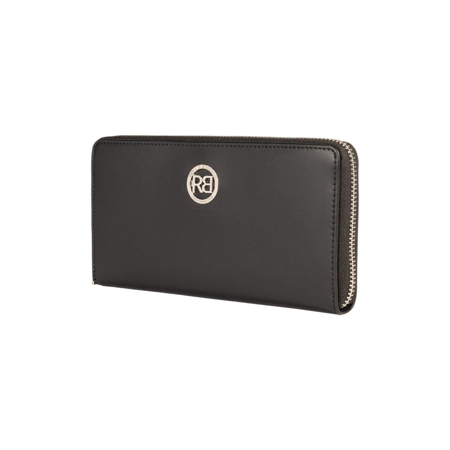 Women's Italian Leather Zip Wallet — Black