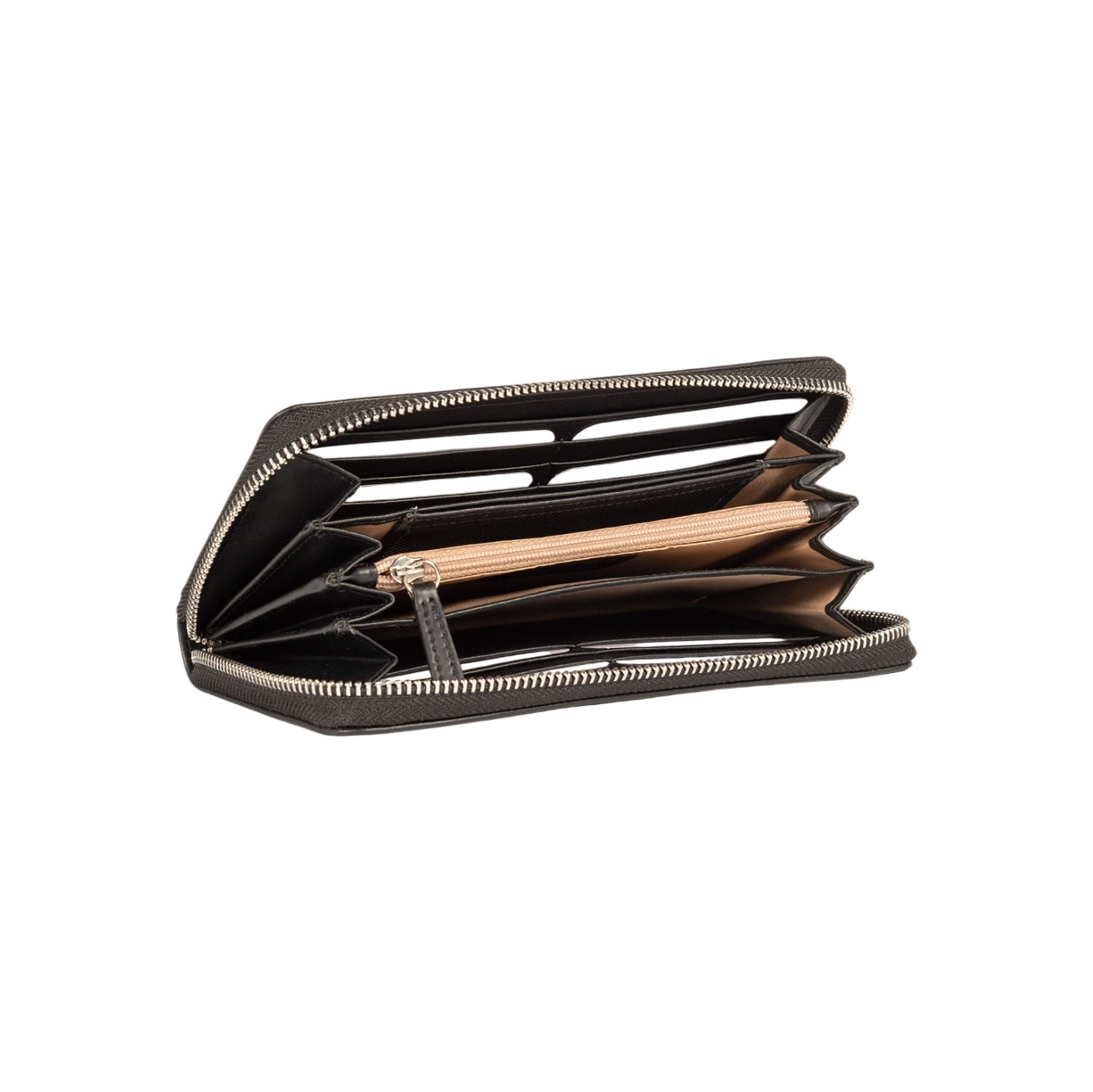 Women's Italian Leather Zip Wallet — Black
