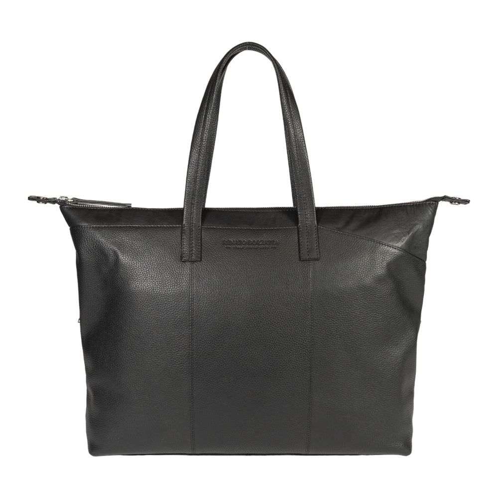 Italian Leather Convertible Tote Bag — Black