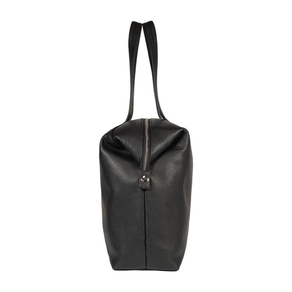 Italian Leather Convertible Tote Bag — Black