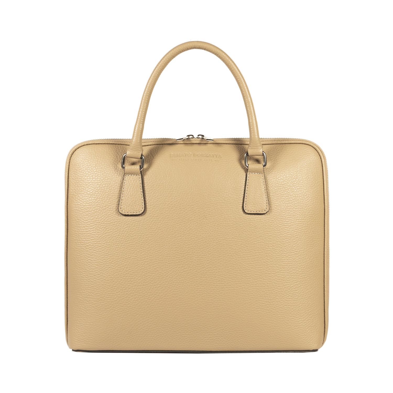Italian Leather Unisex Briefcase — Taupe