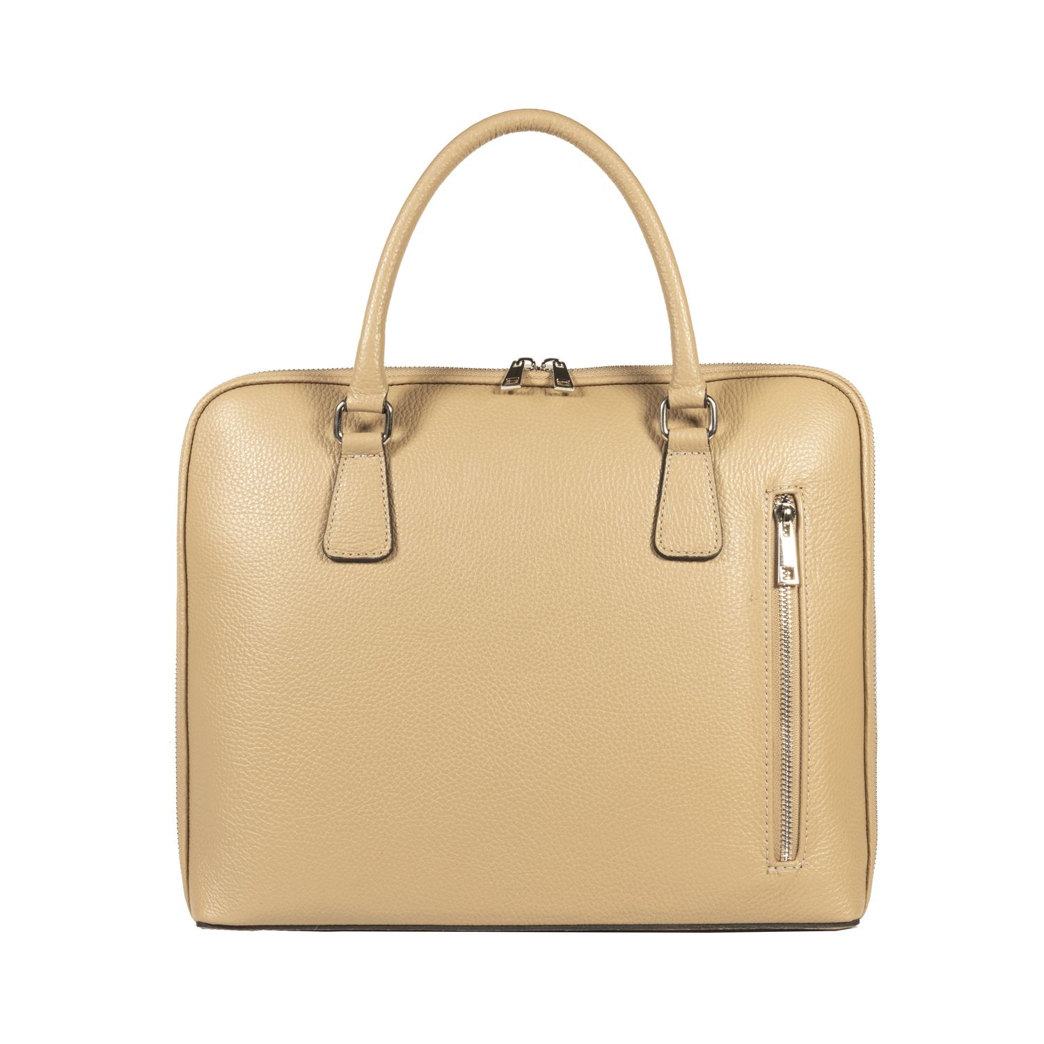 Italian Leather Unisex Briefcase — Taupe