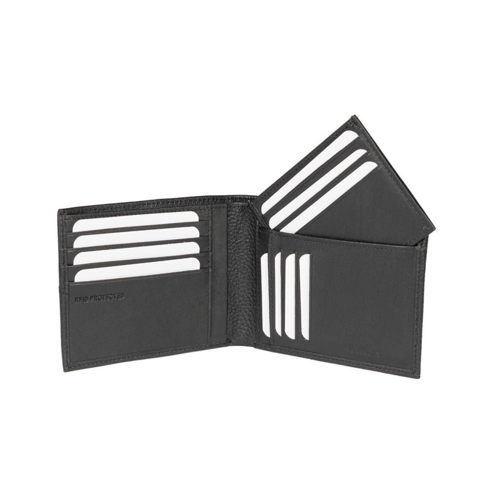 Men's Compact Italian Leather Wallet RFID — Black