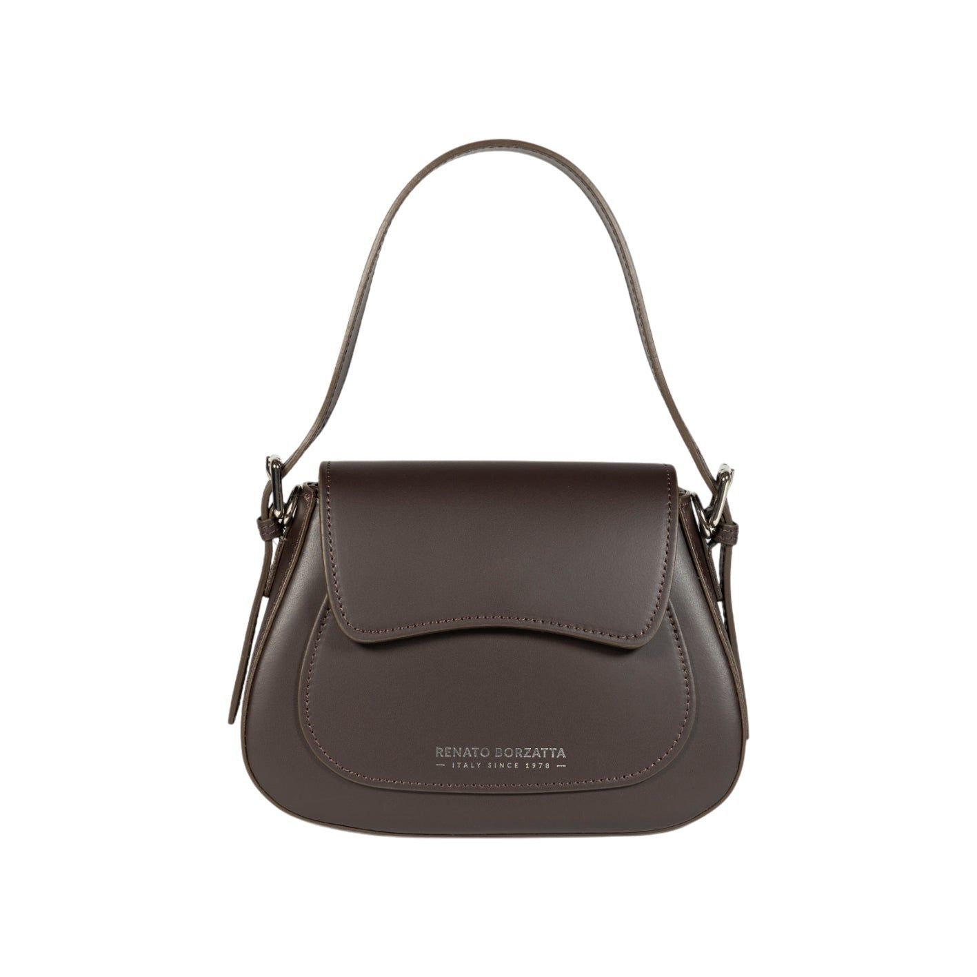 EMMA Italian Leather Flap Shoulder Bag — Dark Brown