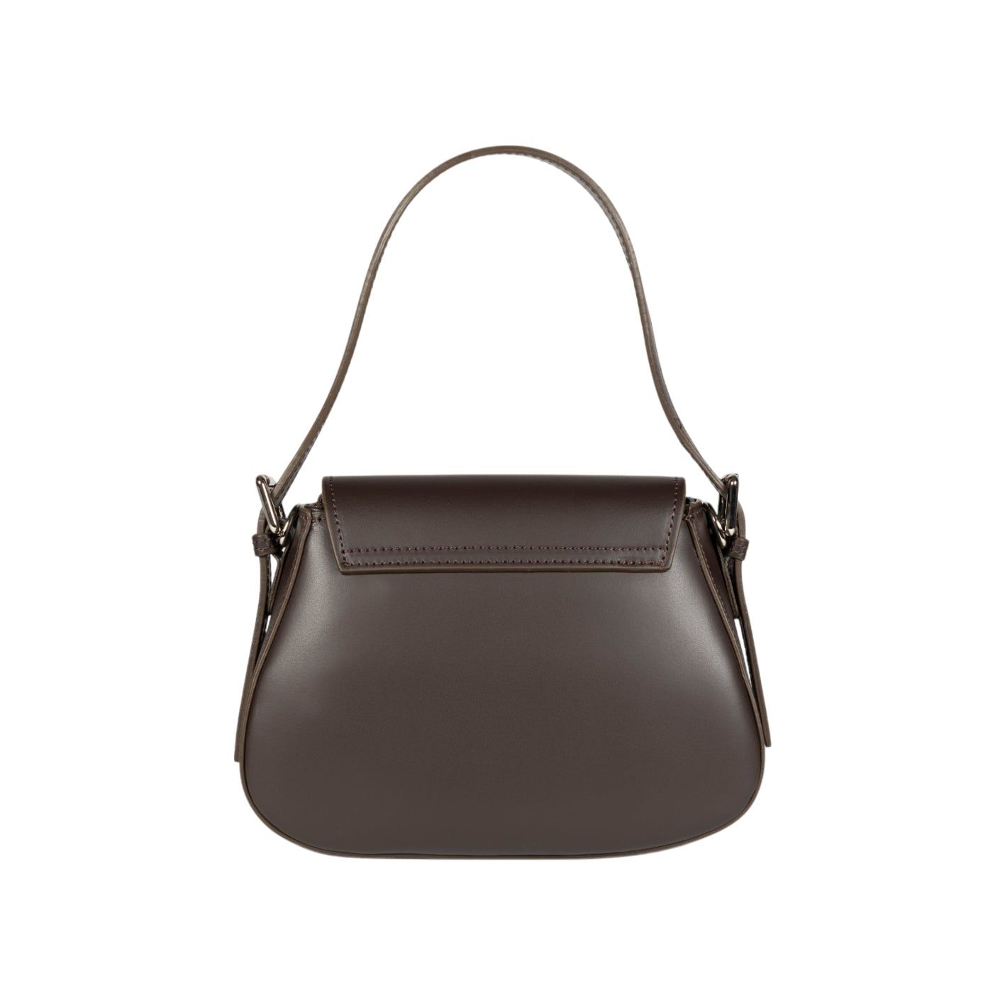 EMMA Italian Leather Flap Shoulder Bag — Dark Brown