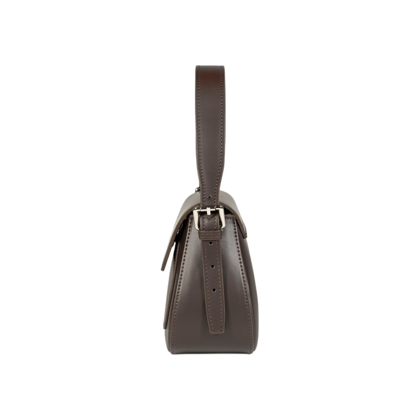 EMMA Italian Leather Flap Shoulder Bag — Dark Brown