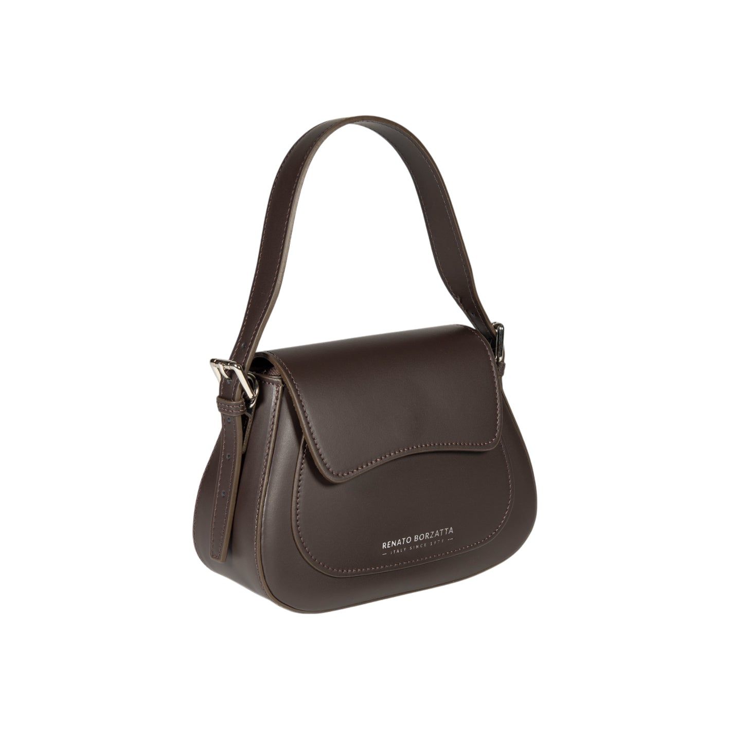EMMA Italian Leather Flap Shoulder Bag — Dark Brown
