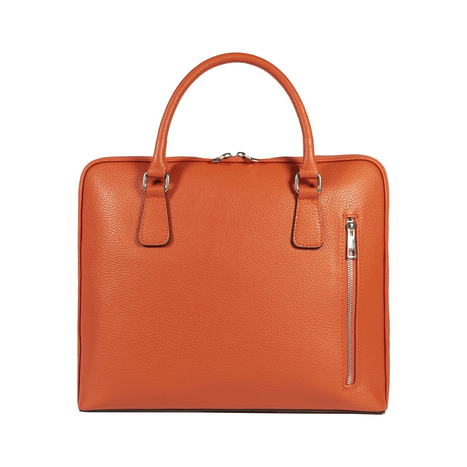 Italian Leather Unisex Briefcase — Orange
