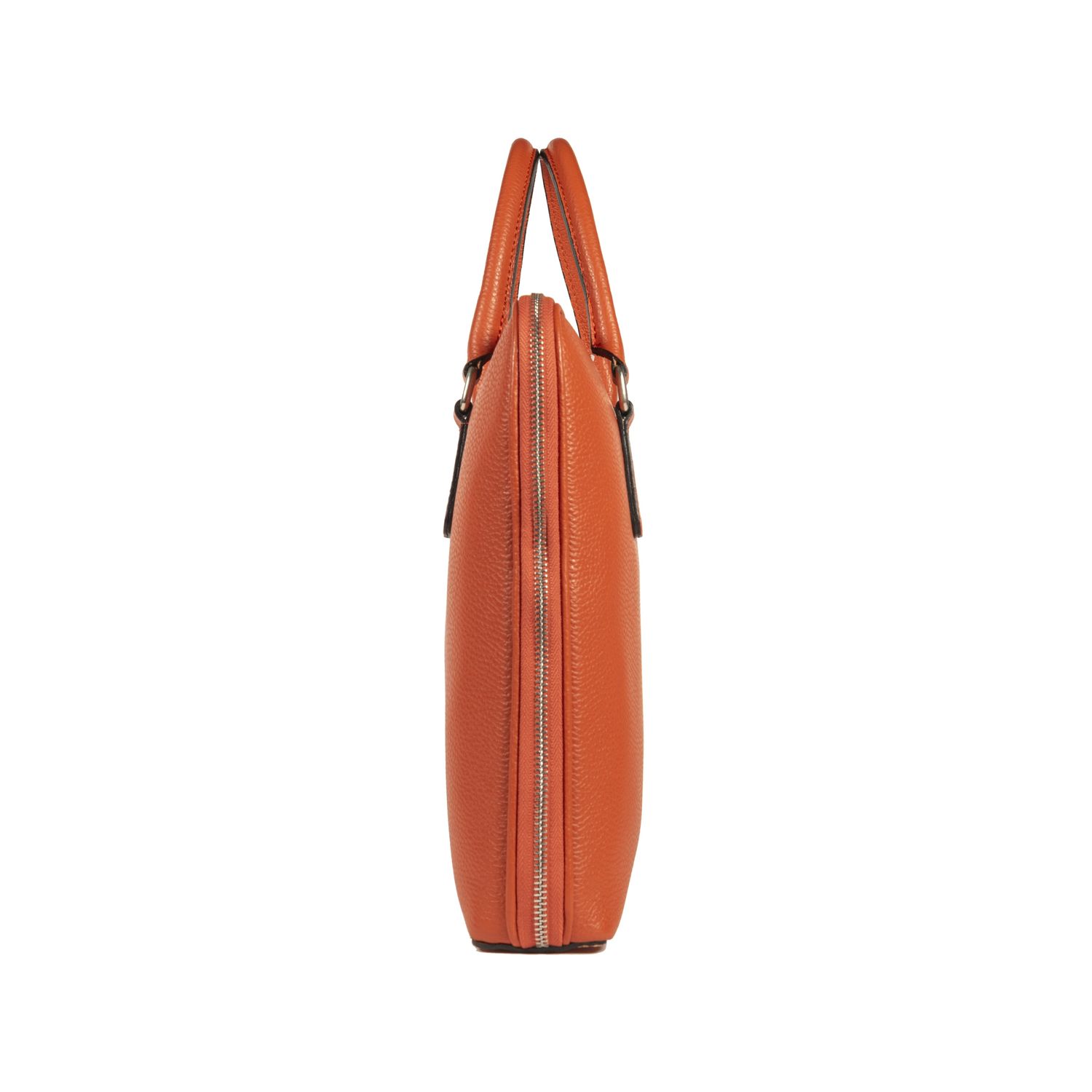 Italian Leather Unisex Briefcase — Orange