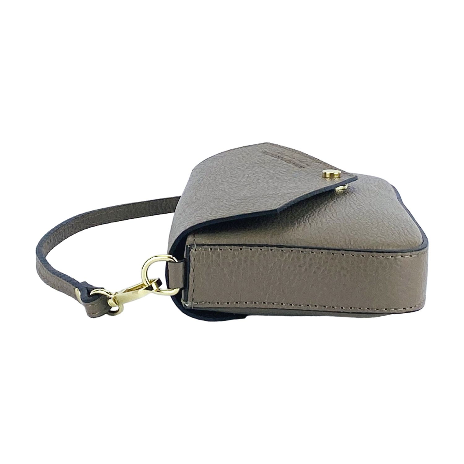 Italian Leather Mini Chain Crossbody Bag — Taupe
