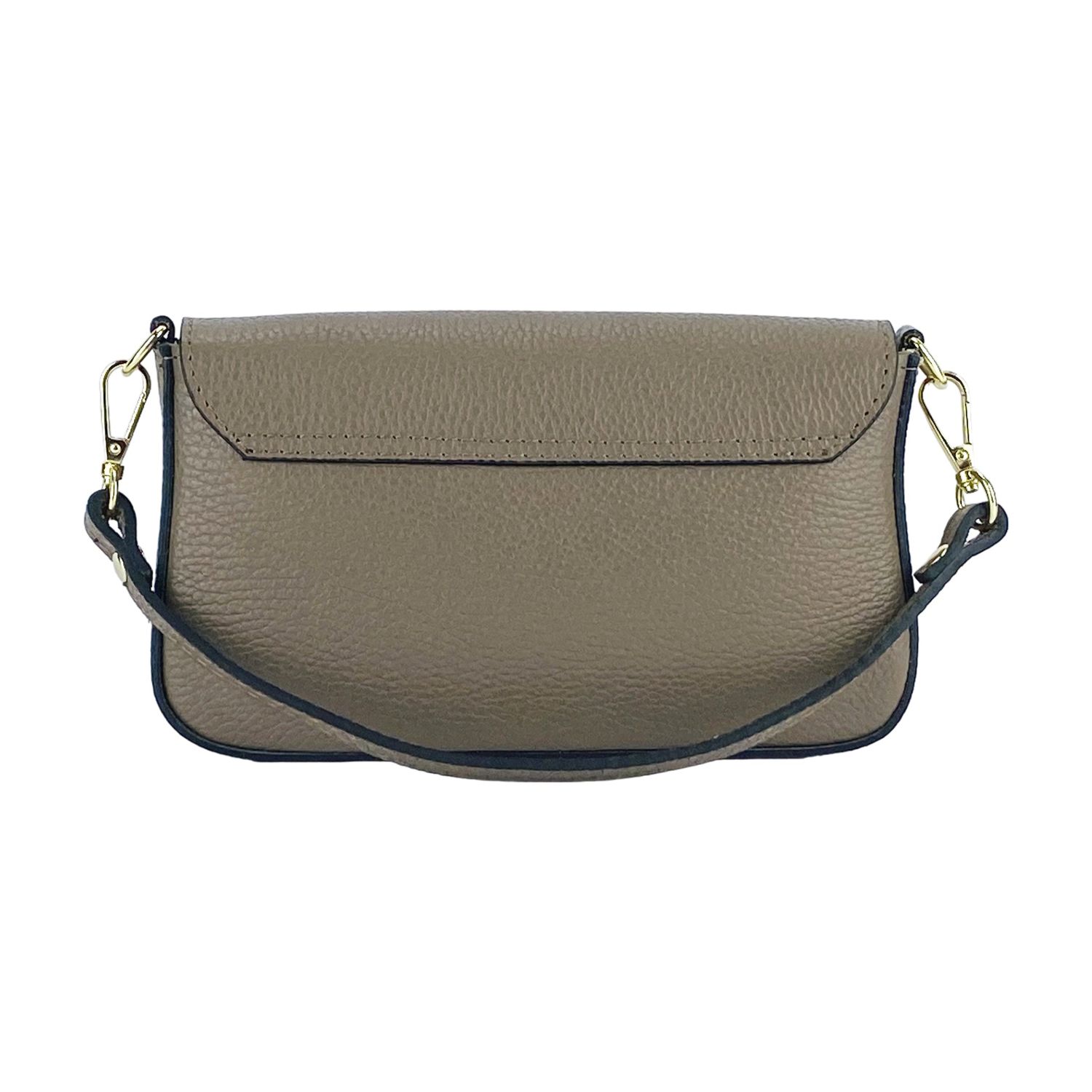 Italian Leather Mini Chain Crossbody Bag — Taupe