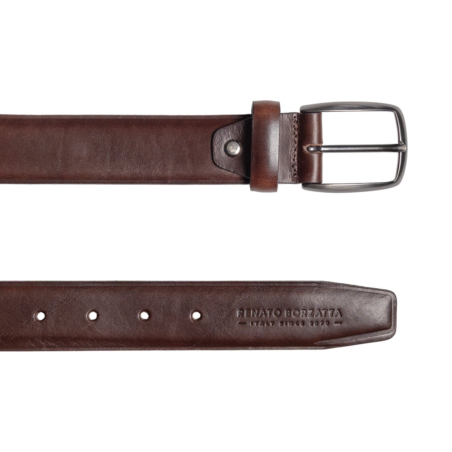 Men's Italian Vegetable-Tanned Leather Belt — Dark Brown