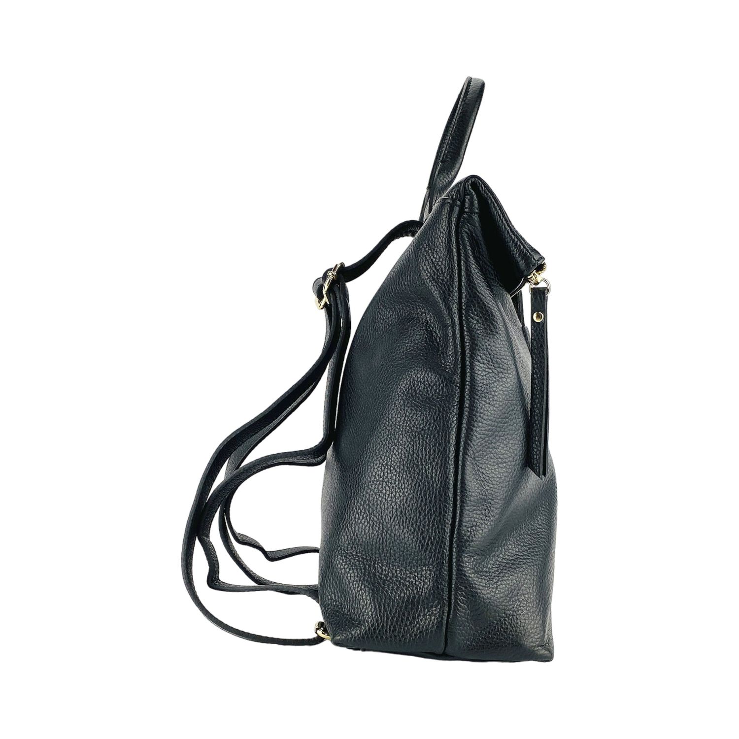 Women's Soft Italian Leather Backpack — Black
