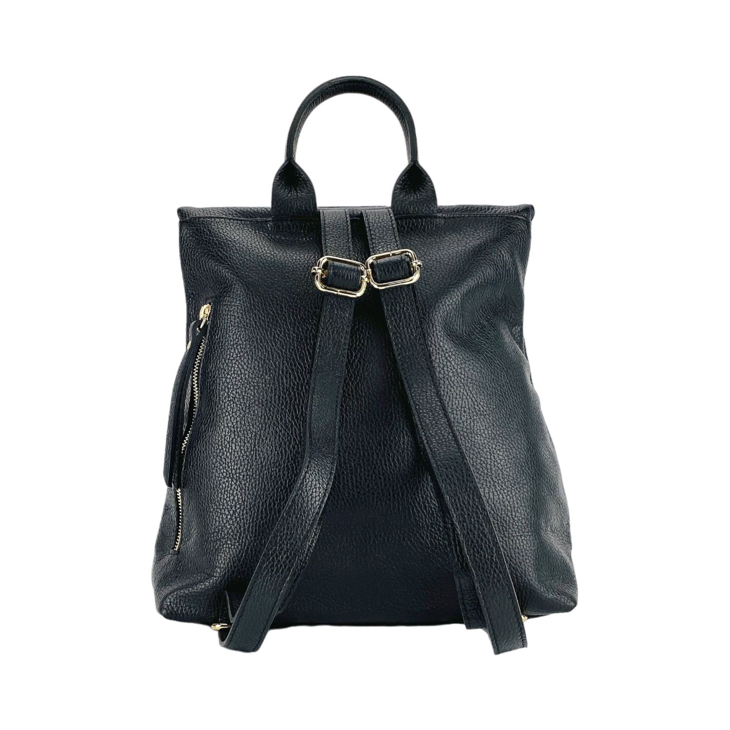 Women's Soft Italian Leather Backpack — Black