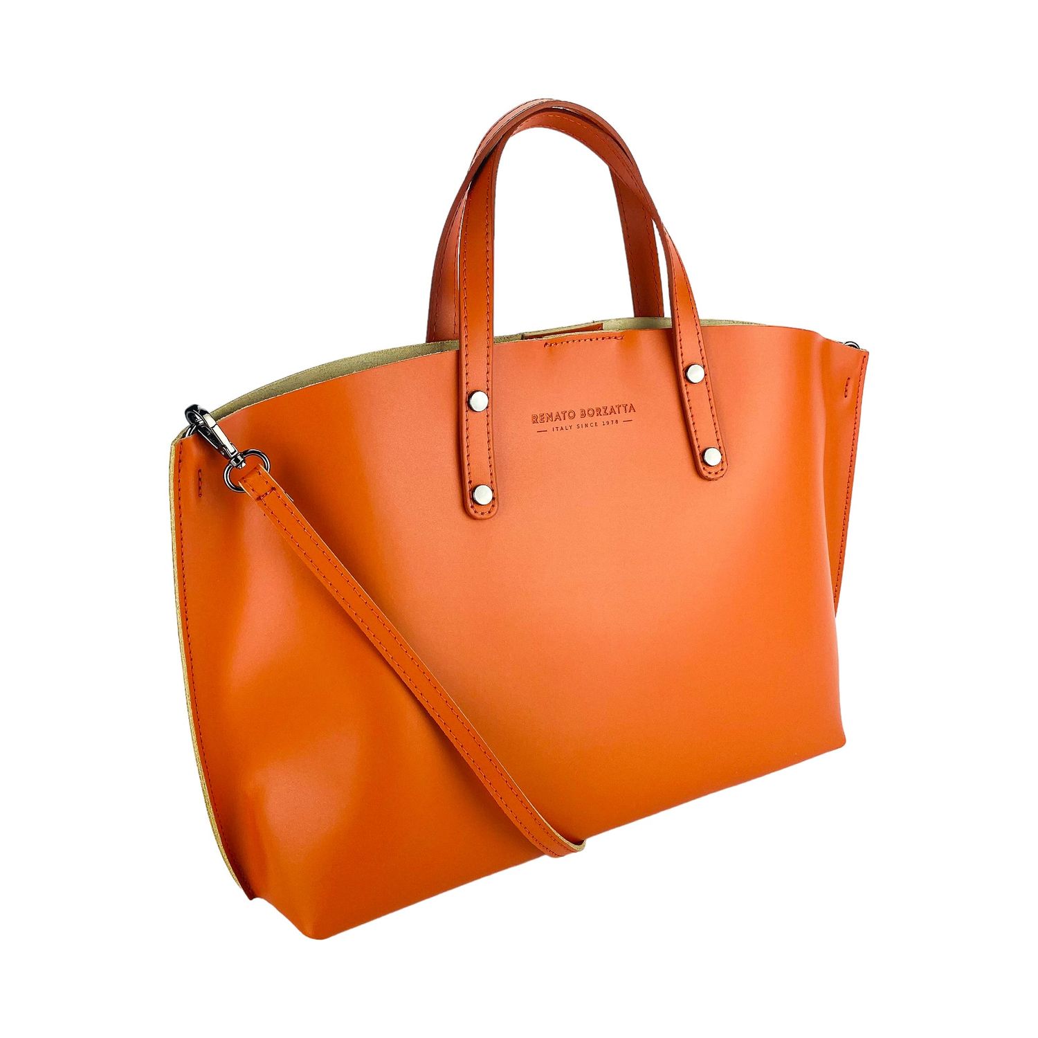 Women's Large Italian Leather Handbag — Paprika