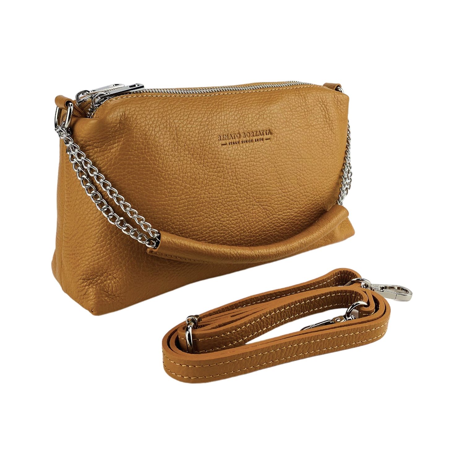 Women's Italian Leather Crossbody Bag — Cognac