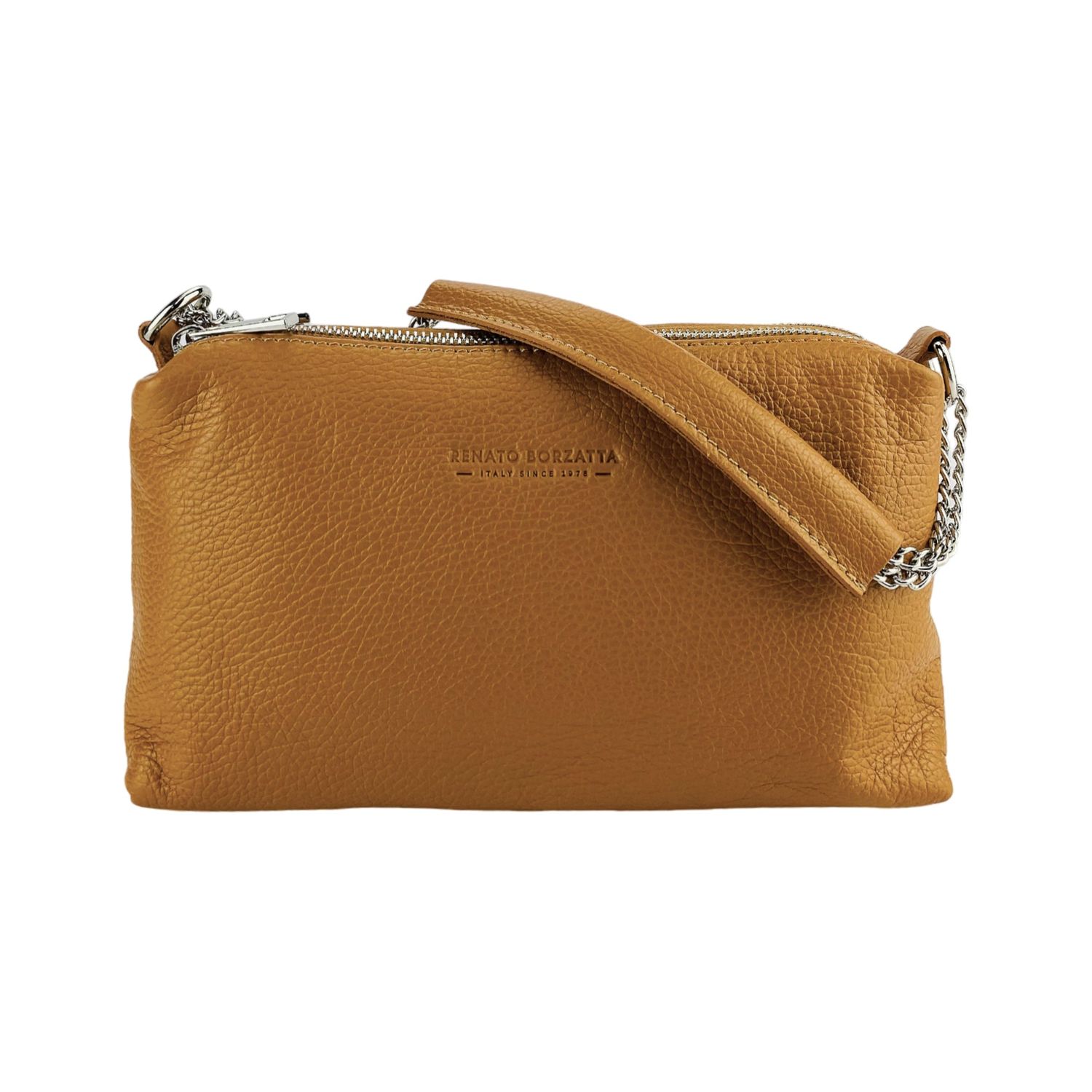 Women's Italian Leather Crossbody Bag — Cognac