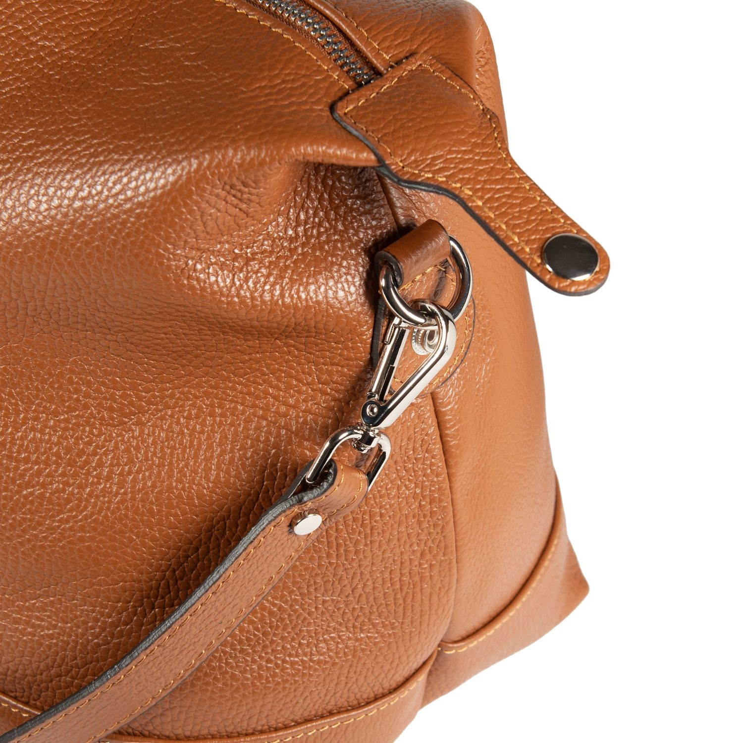 Italian Leather Travel Duffle Bag — Cognac