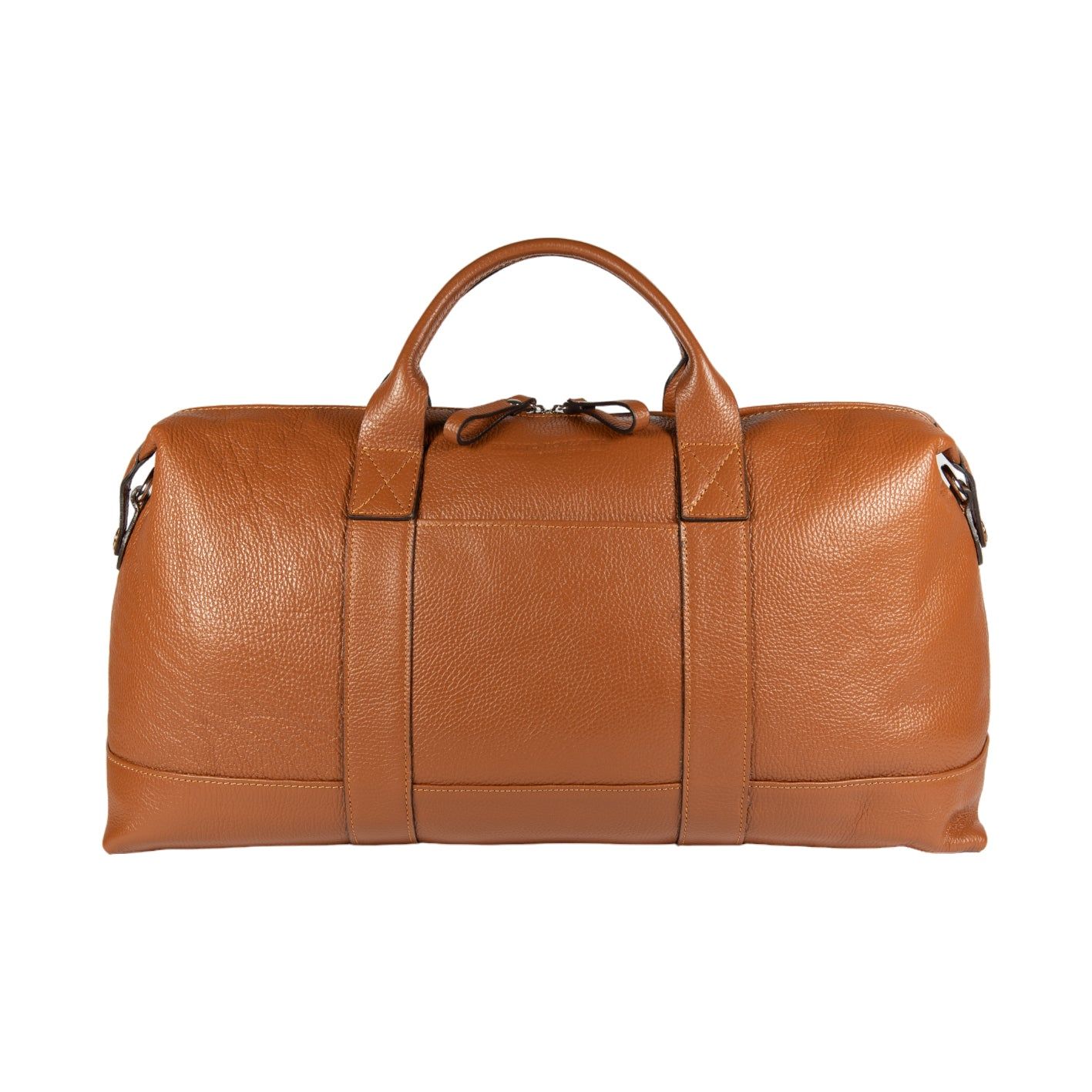 Italian Leather Travel Duffle Bag — Cognac