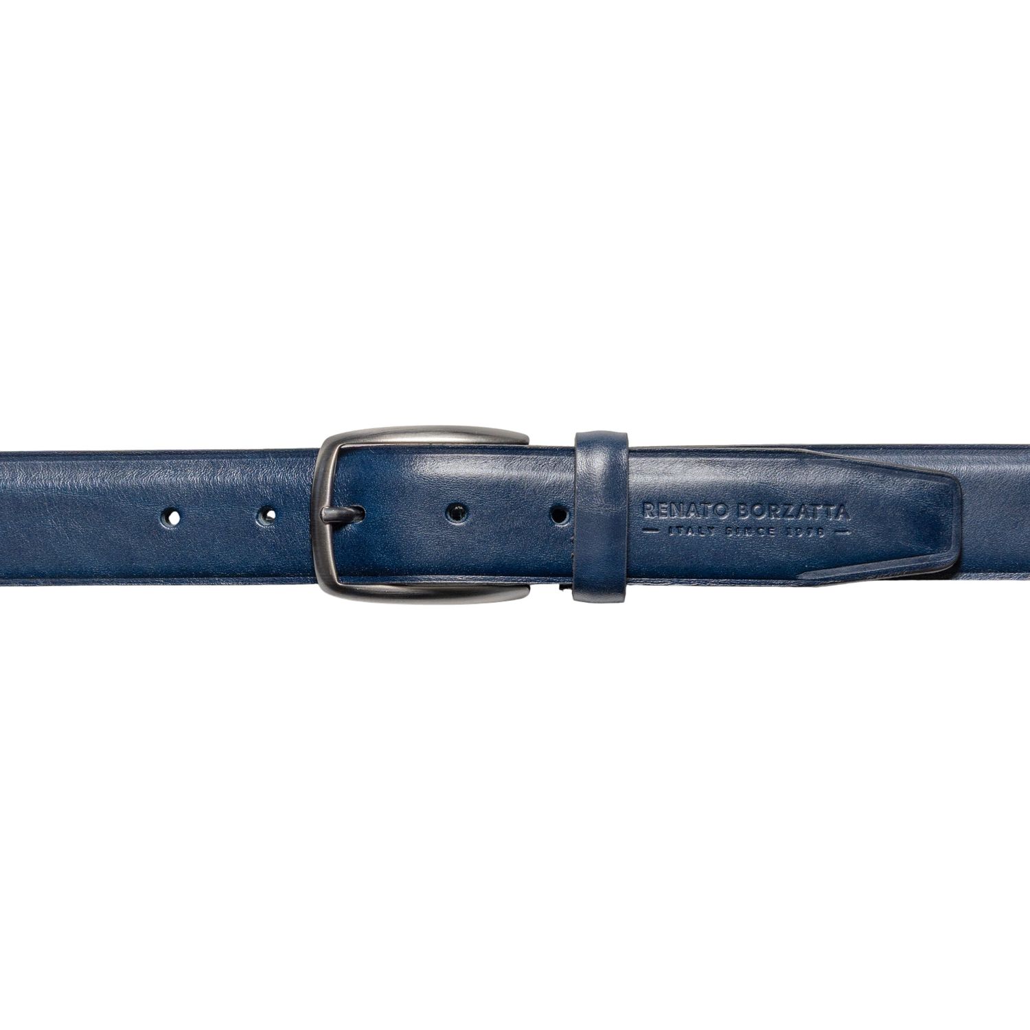 Men's Italian Vegetable-Tanned Leather Belt — Blue