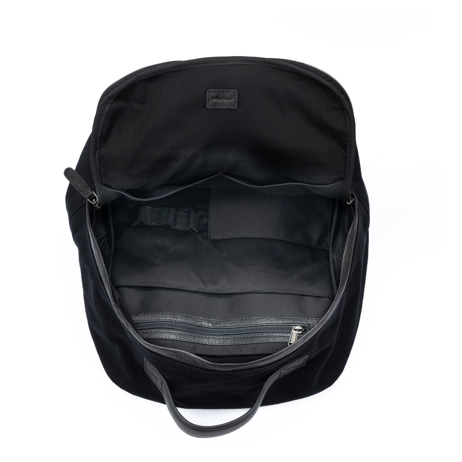 Italian Canvas & Leather Notebook Backpack — Black