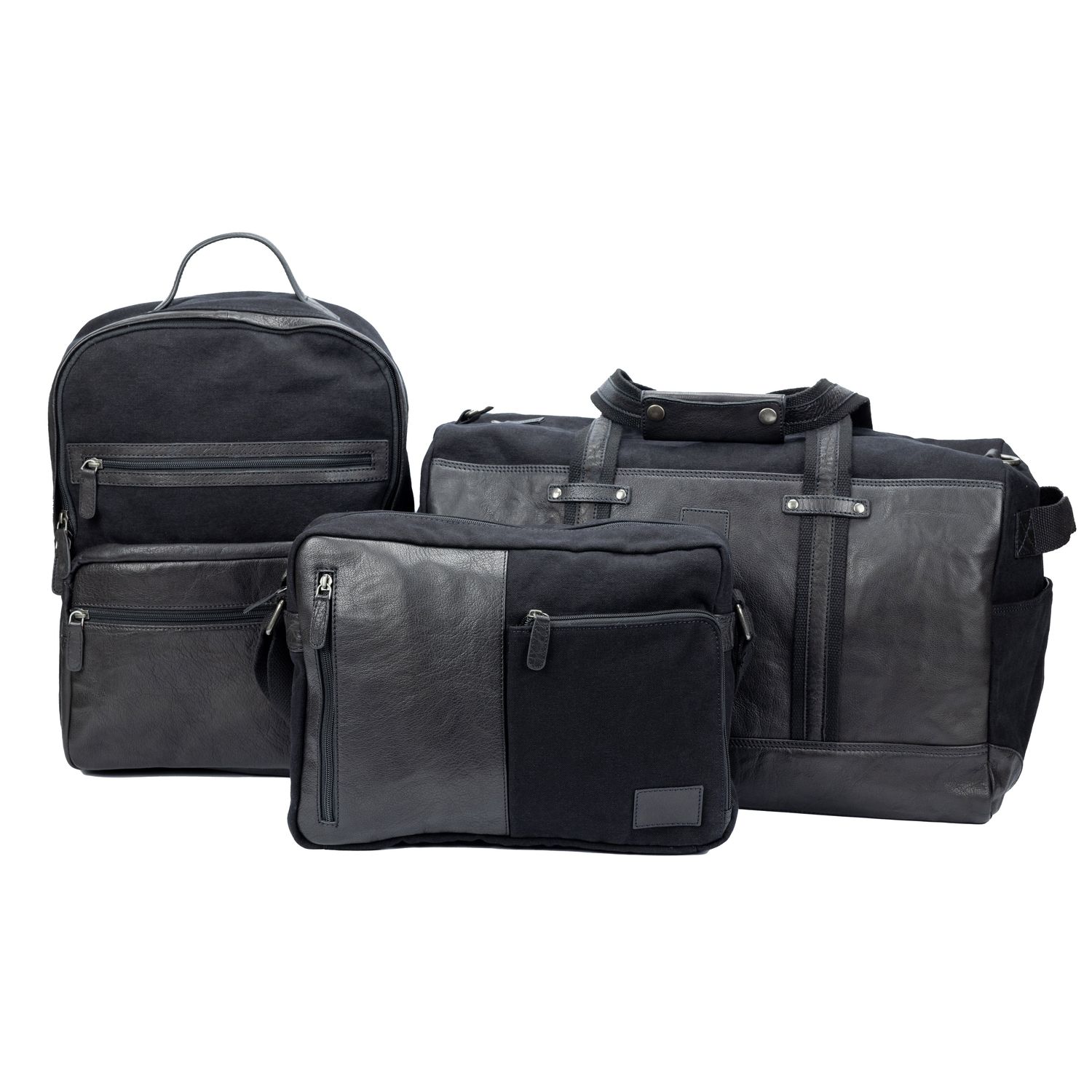 Italian Canvas & Leather Notebook Backpack — Black
