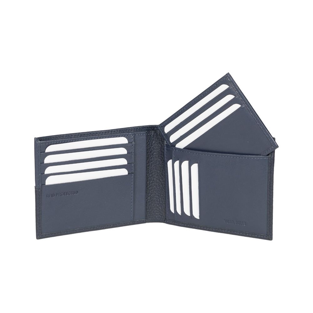 Men's Compact Italian Leather Wallet RFID — Blue