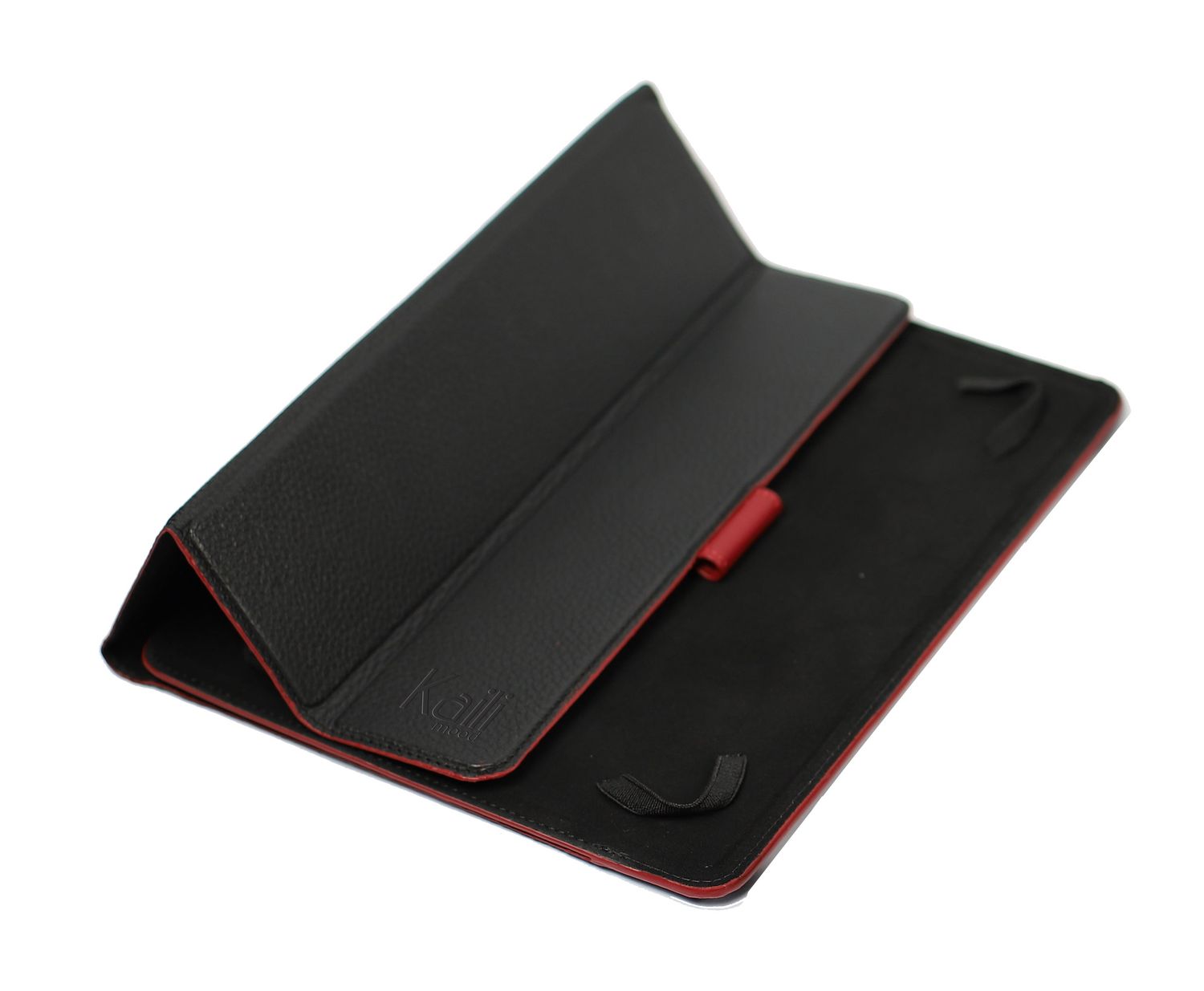 Italian Leather Tablet Case — Black with Red Edges