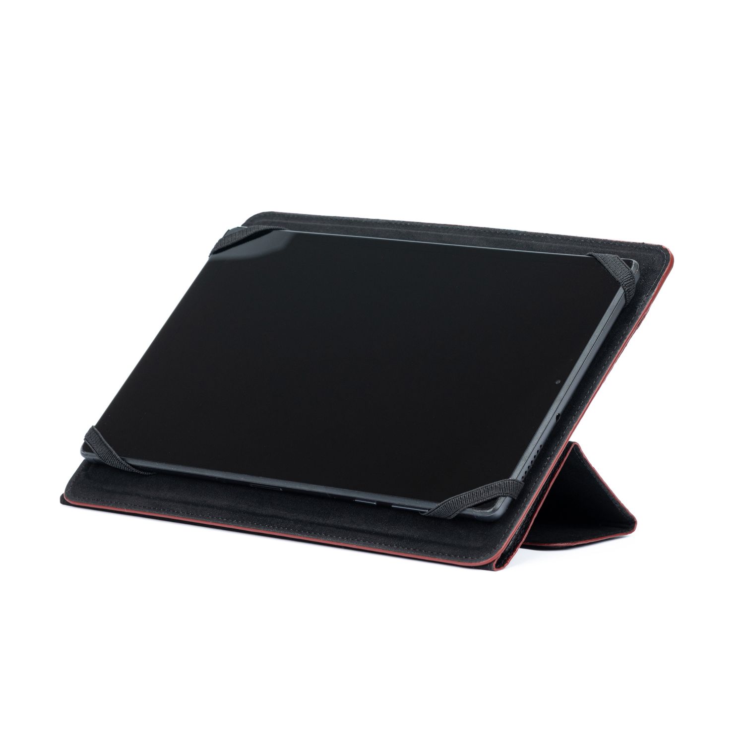 Italian Leather Tablet Case — Black with Red Edges